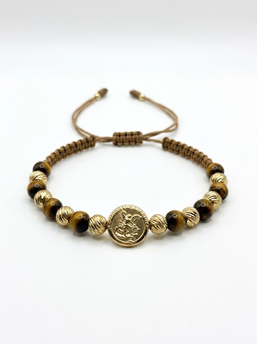 Pulsera San Miguel Arcangel ojo de tigre